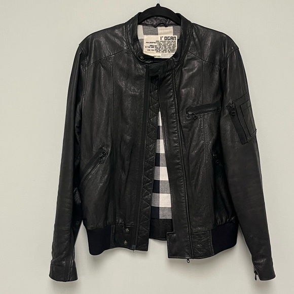 Rogan Lambskin Motorcycle Jacket Mens Black. Size Medium. - Picture 2 of 16